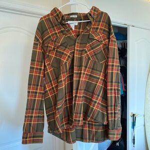 Duluth Heavy Brown, Red, and Orange Flannel